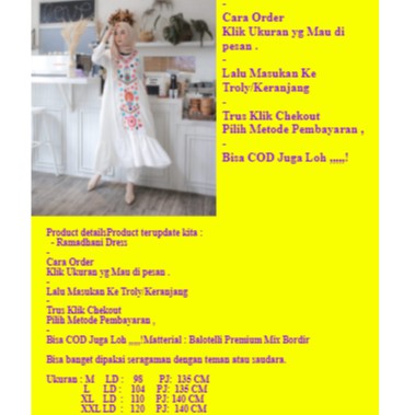 Gamis Bordir Jumbo Ramadani Dres Putih Ramadhani Dress Gamis Putih Bordir Bordir Mewah Gamis terbaru