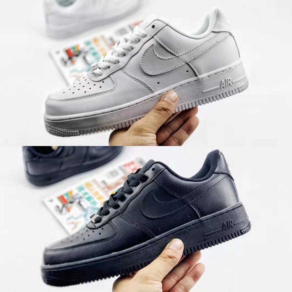 Sepatu buat  Putian Air Force One AF1 Warna Solid Hitam  Putih & Rendah Memotong Kampus Beberapa Kas