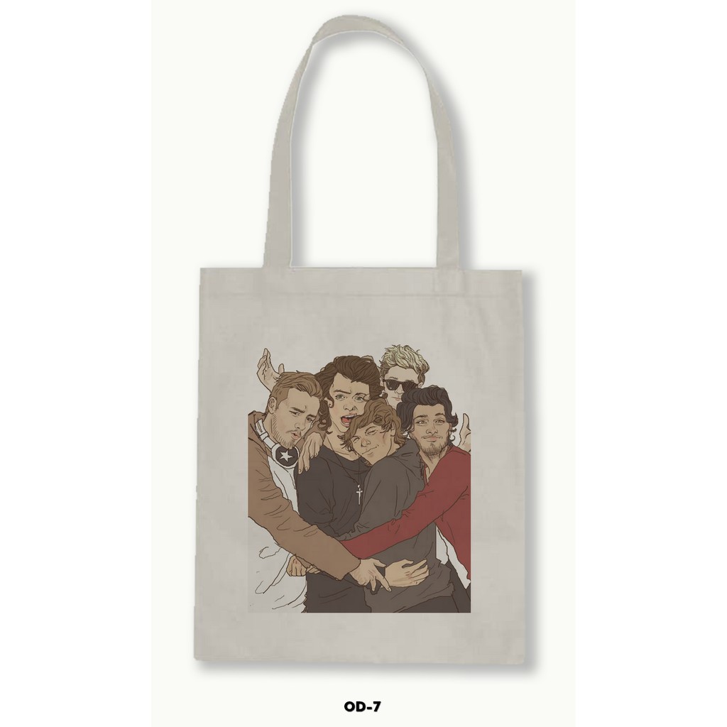 Tas Tote Bag Resleting Kanvas/Blacu  - One Direction .01