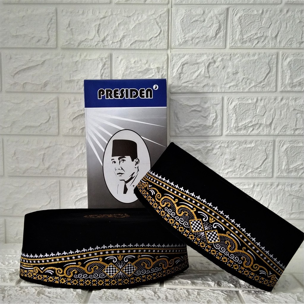 PECI KOPIAH SONGKOK NASIONAL BATIK COKLAT MERK PRESIDEN BELUDRU CONTESSA T9cm Bisa COD