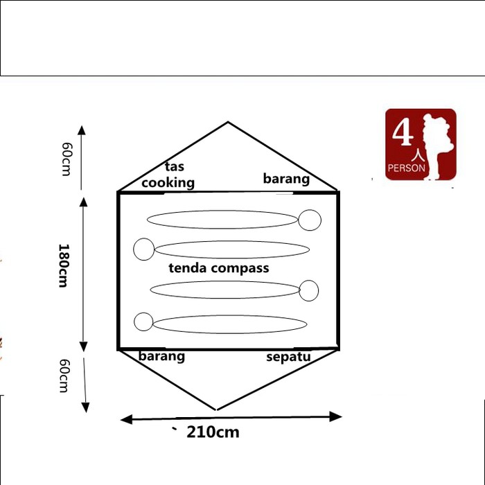 Tenda Dome Compass Atau Tenda Camping Ultralight Kap4 Orang Frame Alloy