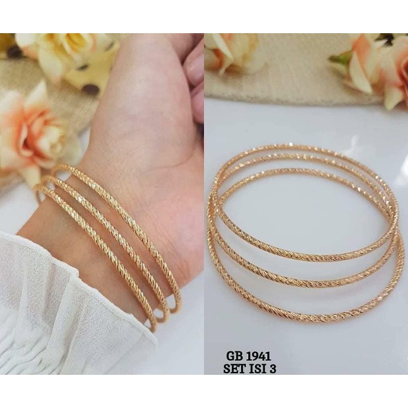 GELANG TANGAN WANITA MODEL KERONCONG WANITA LAPIS EMAS IMITASI