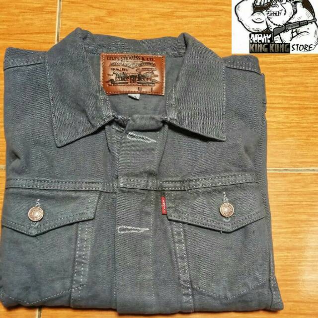 Jaket Jeans Pria Grey Abu Denim Premium