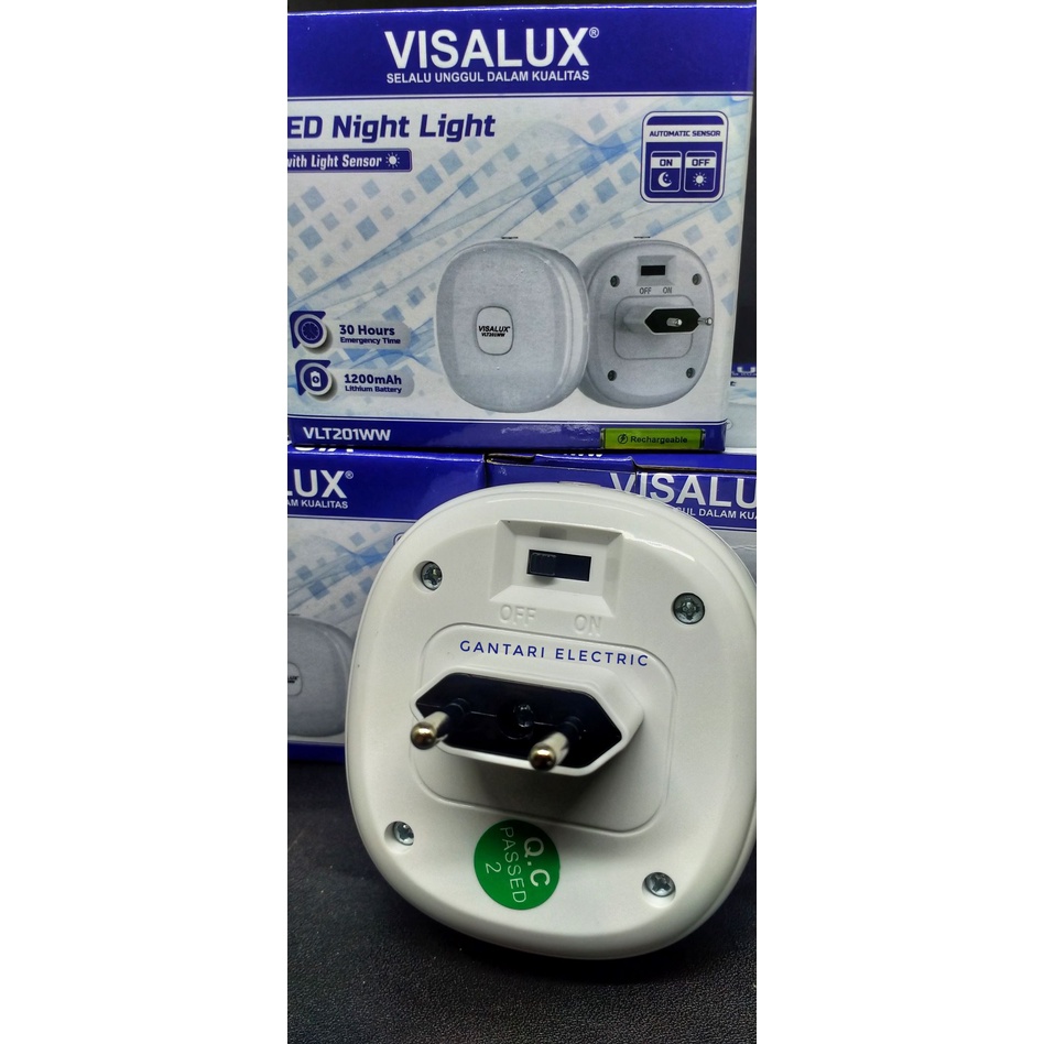 Lampu Tidur 2IN 1 Visalux VLT201WW Sensor Cahaya Plus Lampu Emergency