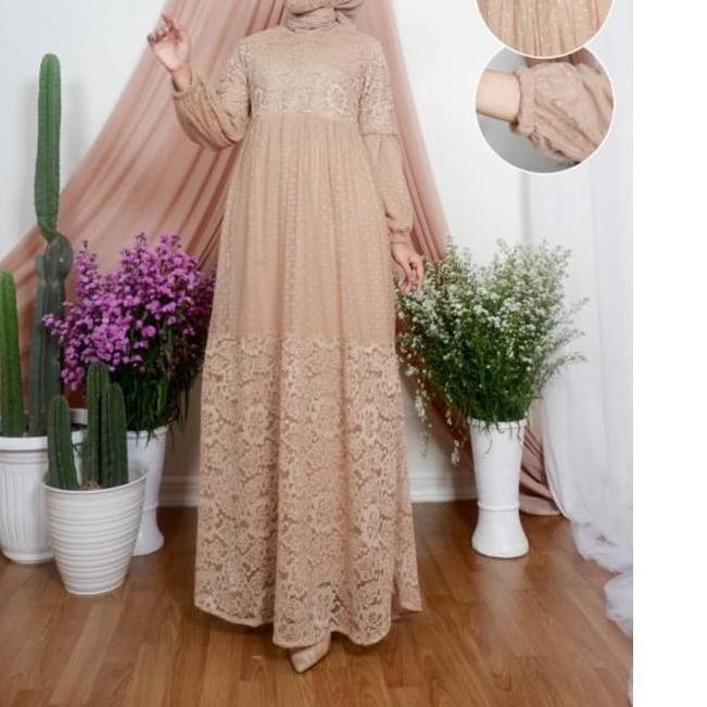Terjangkau - GAMIS BRUKAT TILE DOT JUMBO DRESS PESTA UK M L XL XXL 3XL 4XL 5XL