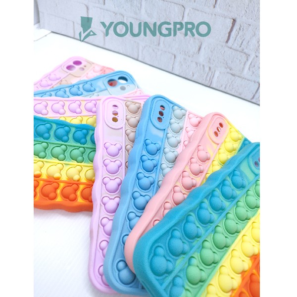 Silicone Case Pop It IPhone XS - Case Penghilang Stress Rainbow