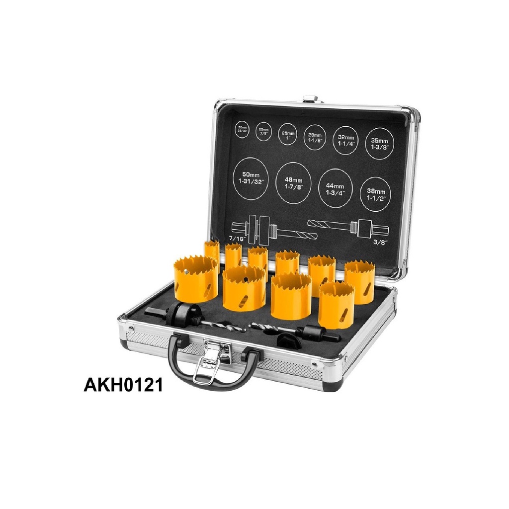 HOLESAW HOLE SAW BESI METAL INOX HSS BI-METAL SET  12PCS INGCO AKH0121