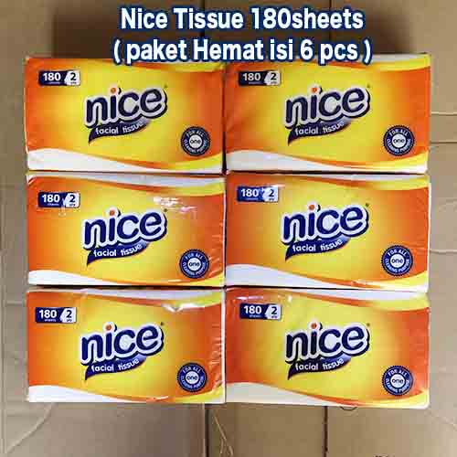 Tissue Tisu Nice 180 Sheet (Paket Hemat isi 6 pcs)