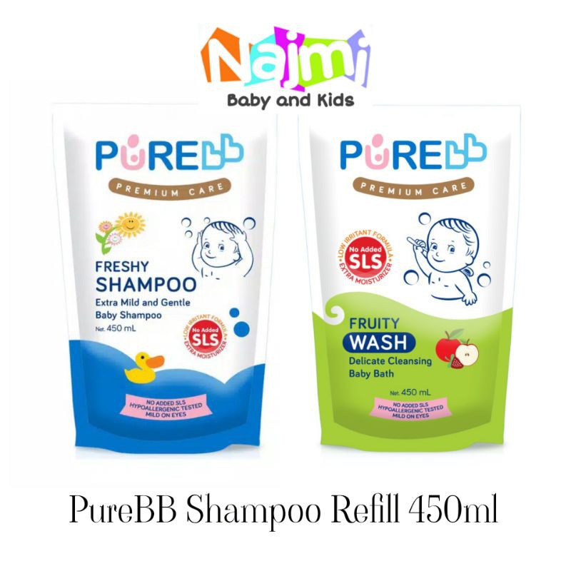 PureBB Pure Bb Baby Shampoo Refill 450ml Freshy/Fruity Shampo Bayi