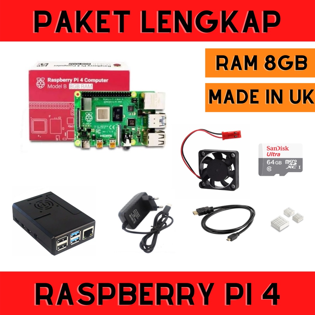 Jual Raspberry Pi 4 RAM 8GB Made In UK Paket Lengkap Siap Pakai ...