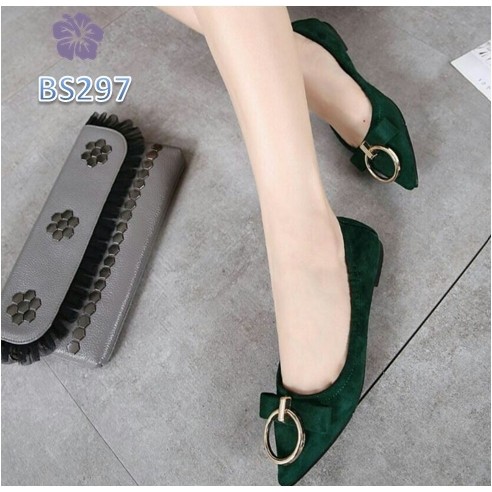 Flatshoes Wanita Lancip Ring Abele Hijau. Hitam. Coklat BS
