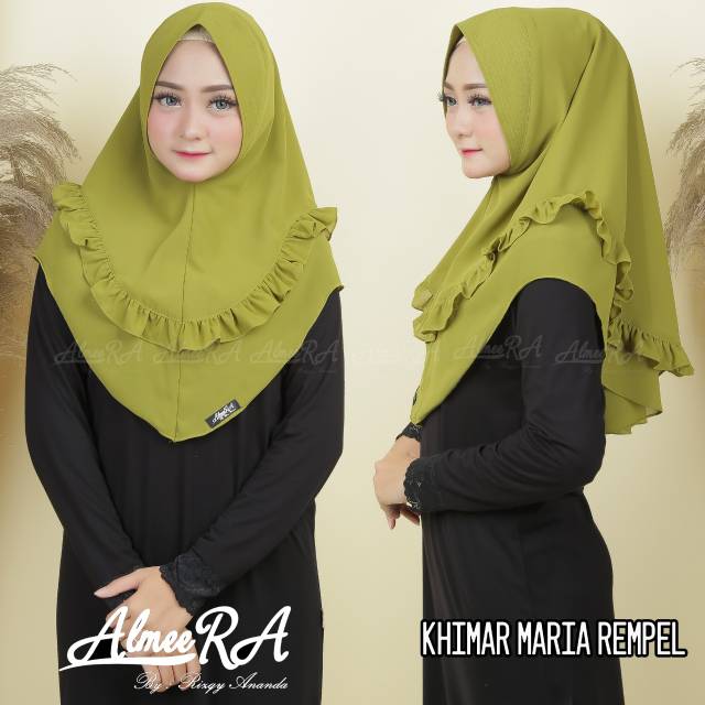 jilba hijab kerudung bergo instan ceruty ceruti babydoll simpel pet ped antem hijau  Khimar Maria Re
