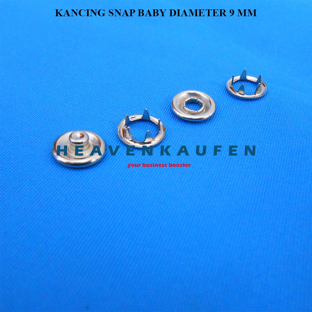 Kancing Snap Jepret Baby / Snap Button Untuk Pakaian Jumper Bayi Warna Silver Diameter 9 mm