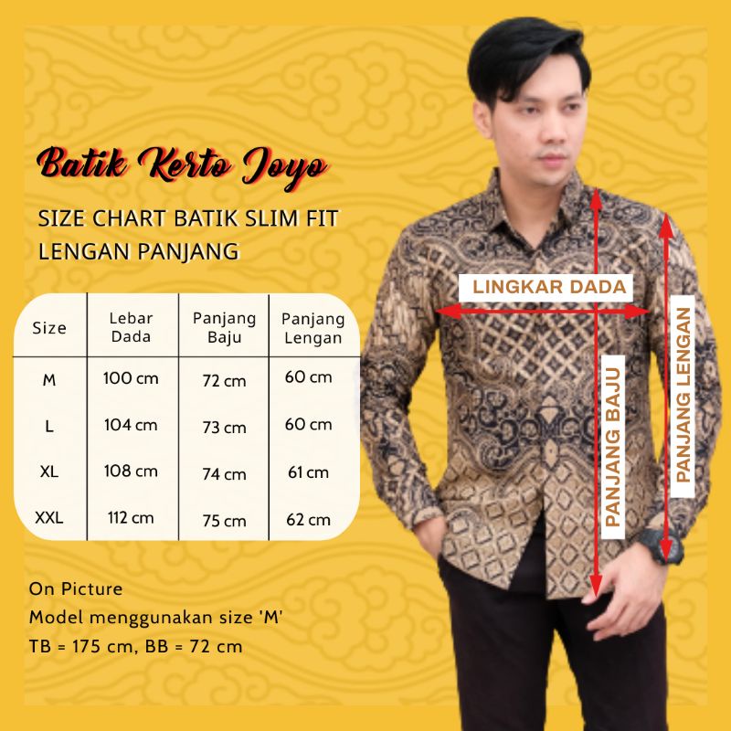 Batik Pria Lengan Panjang Slim Fit Keris Modern Premium Baju Kemeja Atasan Batik Cowok Prabuseno AHY Pekalongan Solo Kerto Joyo KJ 001-5