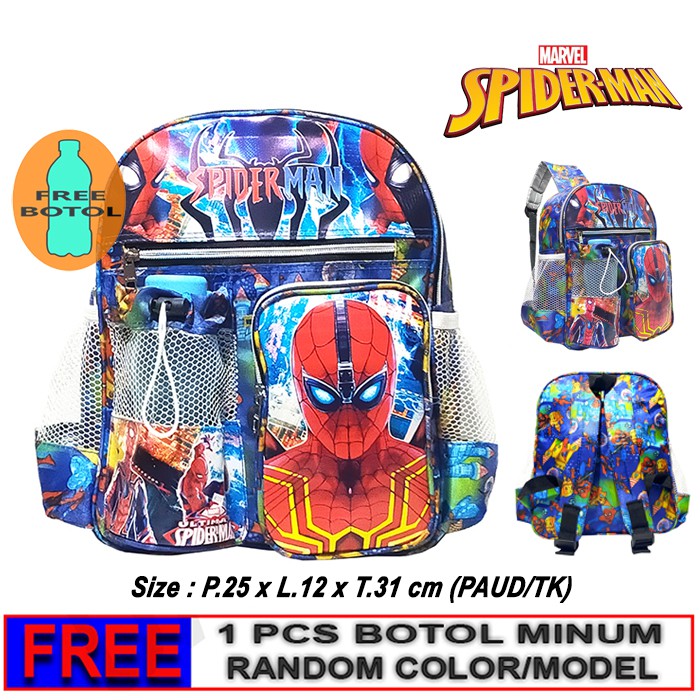 Tas Ransel Mini FREE BOTOL!! anak Sekolah PAUD/TK karakter SPIDERMAN-ULTRAMAN-CAPT.AMERICA -BATMAN