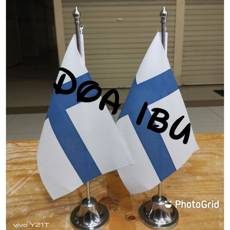 

best seller tiang stenlis meja+bendera FINLANDIA ready stock