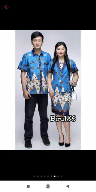 Couple Batik 186 Sarimbit Wanita Setelan Rok + Blouse Seragam Keluarga Katun (harga Terpisah)