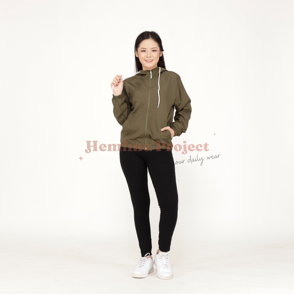 Aima Jaket Army - Jaket Parasut Hoodie Wanita