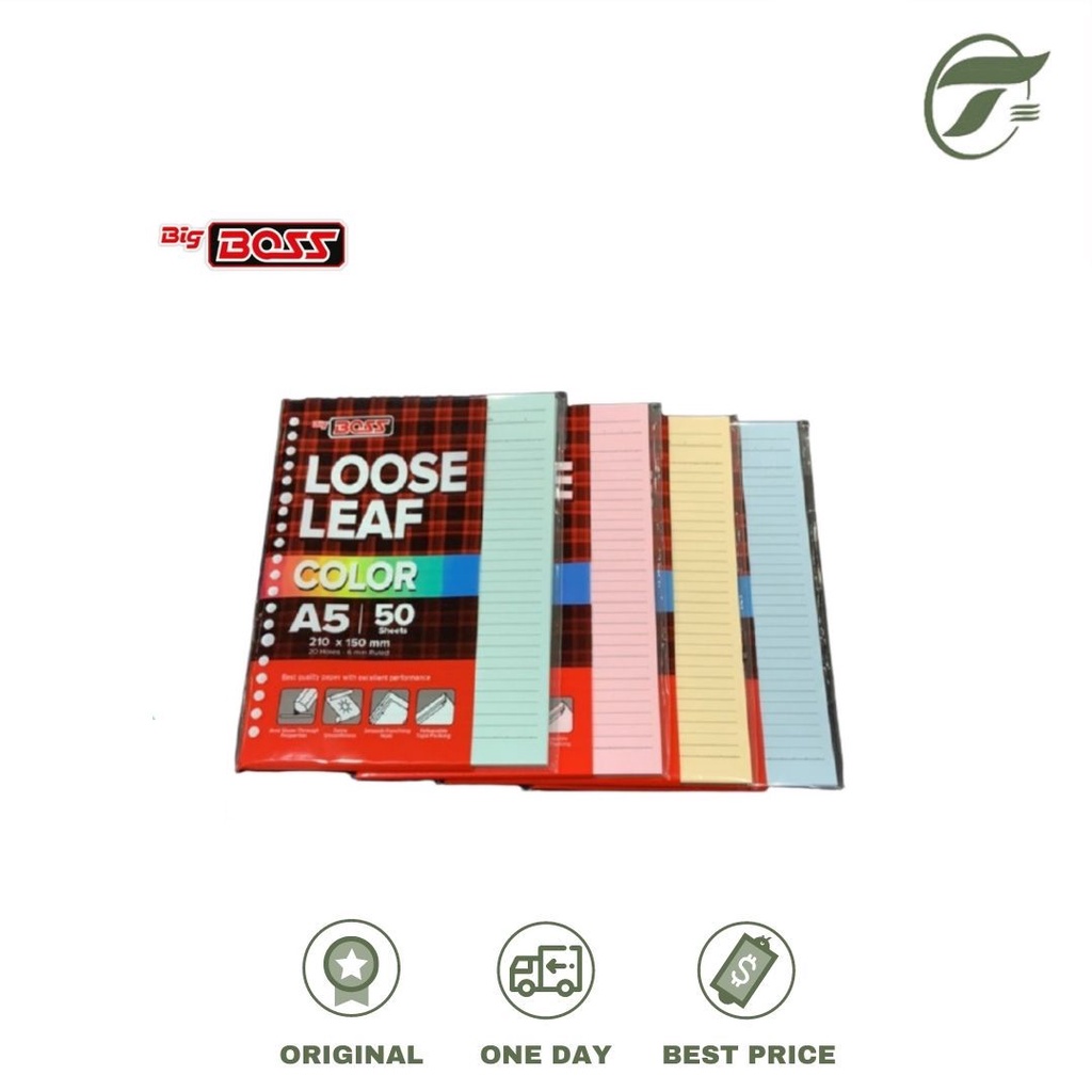 

LOOSE LEAF B5 50 WARNA BLUE/GREEN/PINK/YELLOW BIG BOSS
