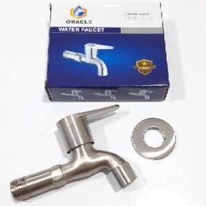 Kran Tembok Satin 1/2&quot; Stainless steel ENGKOL Cucut Selang (G741)