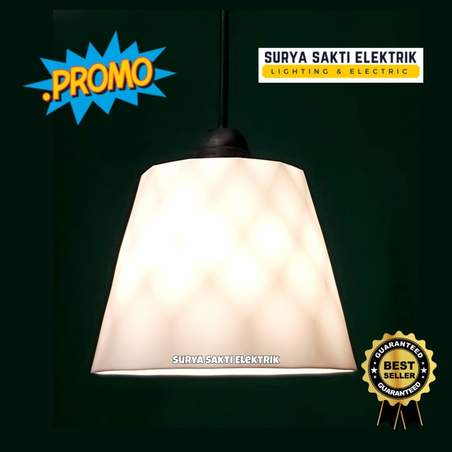 LAMPU GANTUNG HIAS MINIMALIS GEOMETRIS PUTIH TUNGGAL MURAH HIAS CAFE TERAS DIAMETER 17 CM