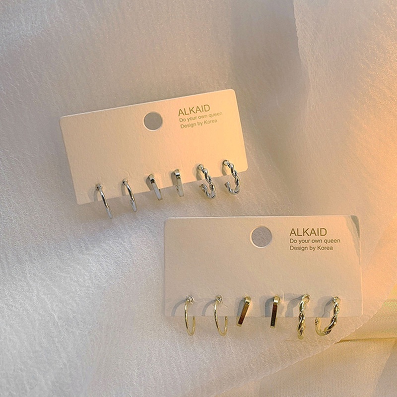 Set Anting Bentuk C Lingkaran Bahan 925 Silver Needle Untuk Wanita