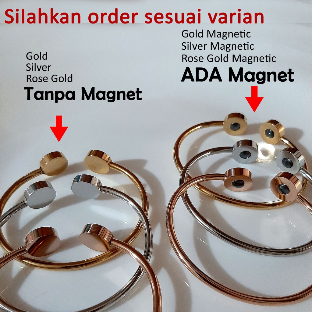 gelang tangan wanita Titanium BVL Diamond Perhiasan Fashion import Premium Anti Karat Model Cuff Simple BGT029