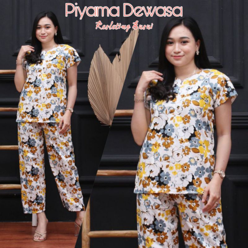 Setelan Rayon Premium Busui Resleting Depan Jumbo Baju Tidur Piyama Termurah Kekinian