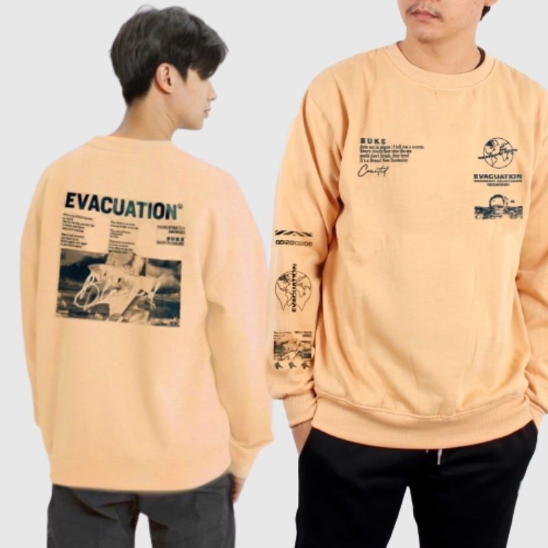 SWEATER  EVACUATION BASIC CREWNECK / CREWNECK PRIA DISTRO  EVACUATION TERLARIS / CN DISTRO BAHAN TEB