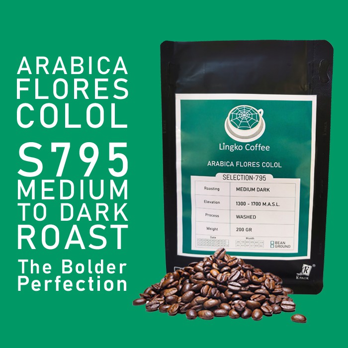 

KOPI ARABIKA ARABICA FLORES MANGGARAI COLOL MEDIUM DARK 200GR BIJI LINGKO COFFEE