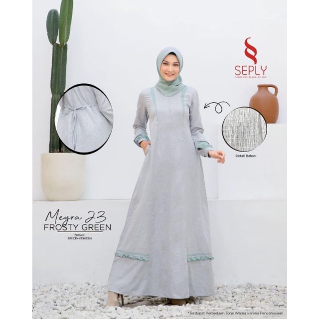 SEPLY TERBARU Gamis Meyra 23 - Frosty Green #BAJU REMAJA DEWASA BUSUI PREMIUM BRANDED KEKINIAN #ORIG