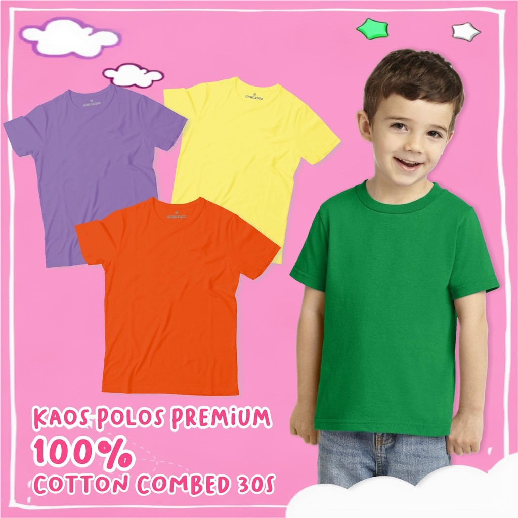 KAOS POLOS ANAK COTTON COMBED 30S [PREMIUM QUALITY] / COMBED REAKTIF 17 WRNA