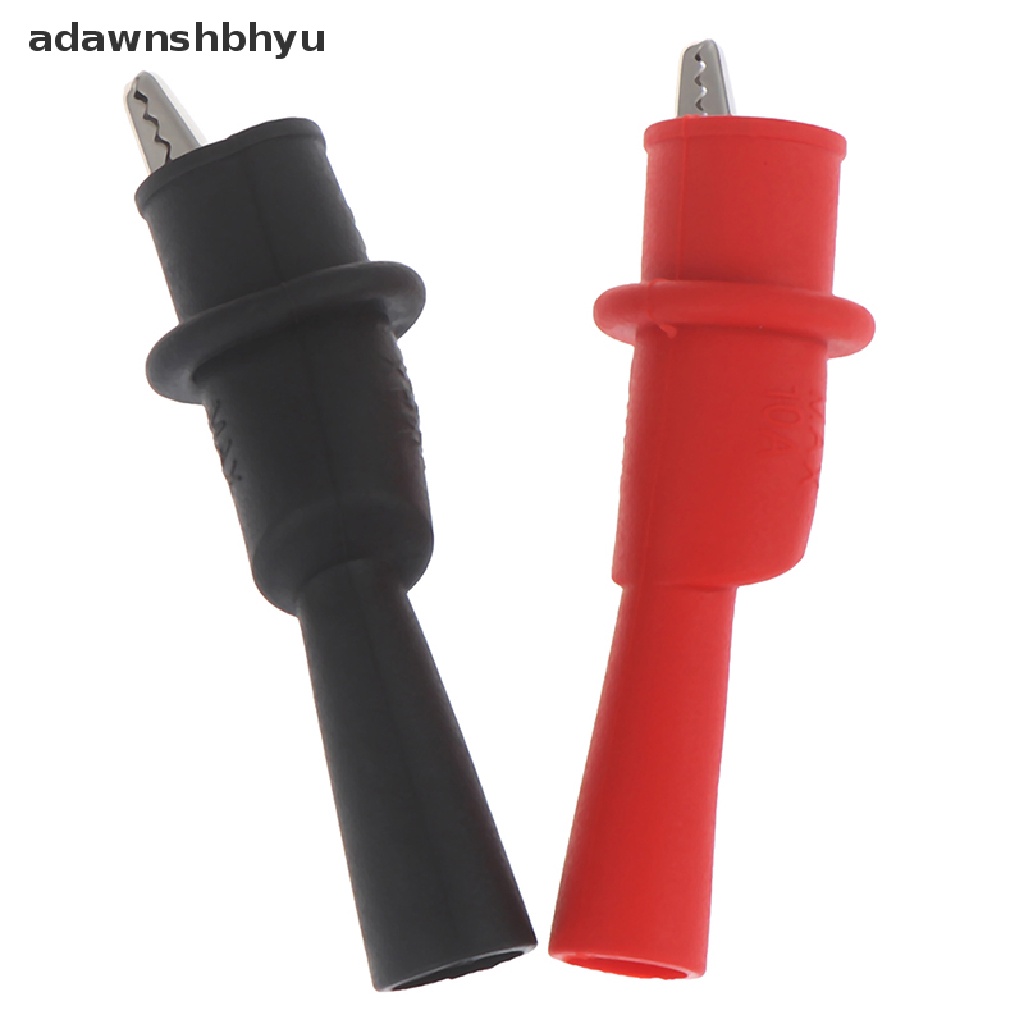 Adawnshbhyu 2pcs Insulated MultiMeter Test Lead Meter Alligator Clip Buaya Penjepit Probe