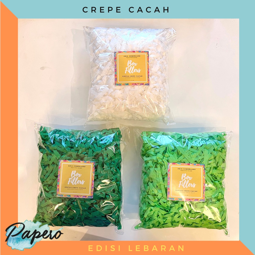 

Kertas Crepe / Krep Cacah / Shreded Hijau Box Filler Parcel Lebaran