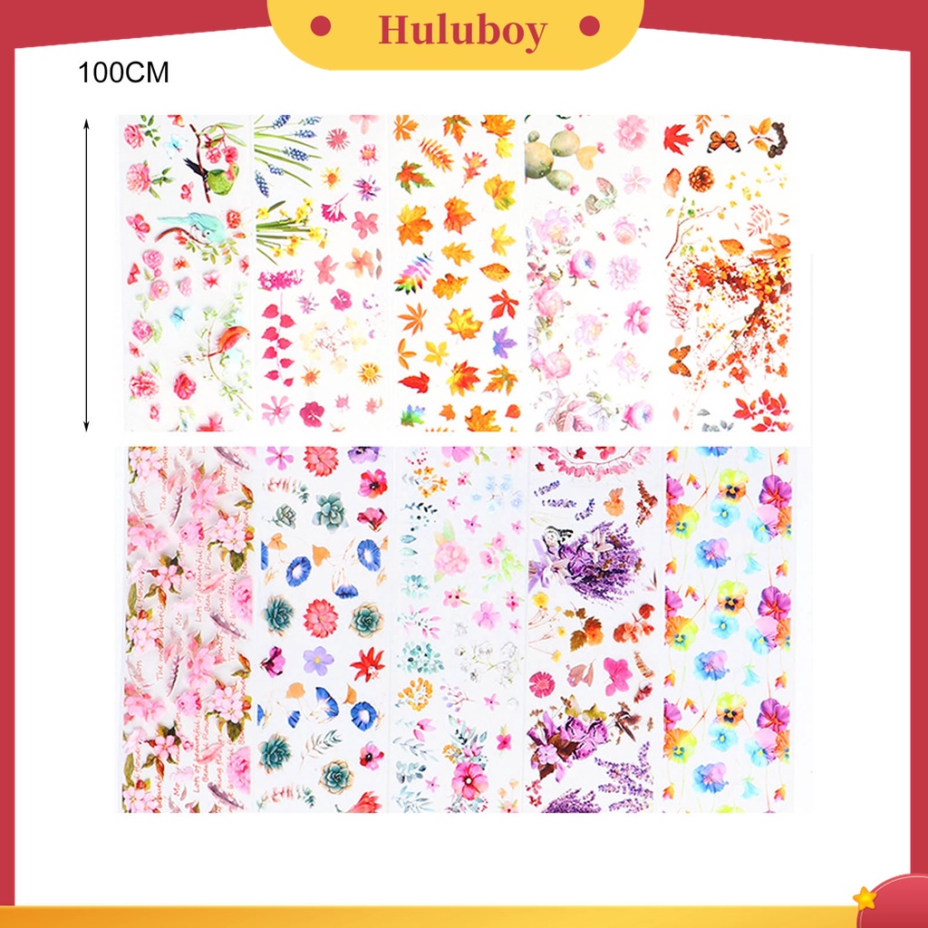 Huluboy Huluboy♡ 10 Pcs / Set Stiker Kuku Foils 3D Efek Daun Maple Warna-Warni Untuk Manicure
