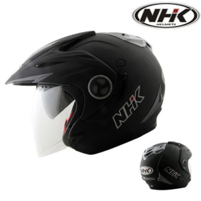  HELM  NHK AVIATOR SOLID 9 PILIHAN WARNA  DOUBLE VISOR  HALF 