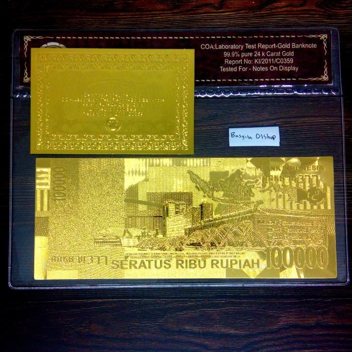 Kuno / Uang Kuno 100 Ribu Lapis Emas 24K Gold Banknote