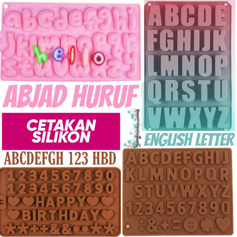 DAPURMAMI Cetakan Silikon Angka Huruf Abjad Animal Bunga Gajah Binatang Pohon Sendok Kaktus