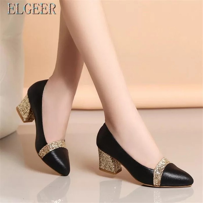 [Kode R4883] Sepatu Hak Wanita Tali Emas Gv99 Sepatu Emory Tarily KF512 Sepatu Heels An_45 - Hitam,