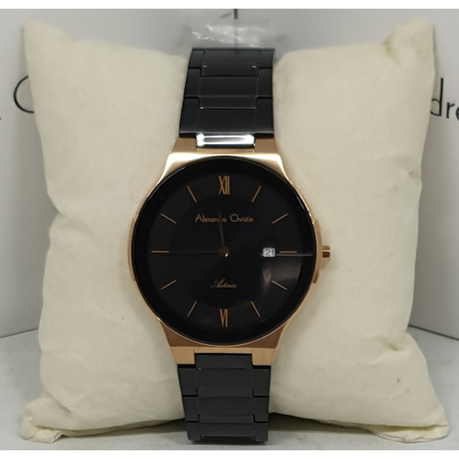 Alexandre Christie Ac 8612 Rosegold Black Jam Tangan Pria Original