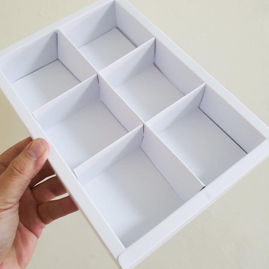 

Dus Box Kotak Eggtart Box Sekat Mika Polos Dus Packaging Kue Hampers Dus Sekat 6 Putih Mika Polos