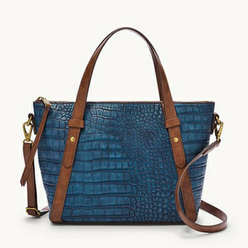 Fossil Avondale Satchel Blue Croco
