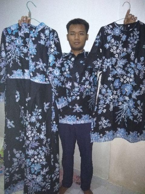 Batik Couple Keluarga Sania Ruffle Ori Ndoro Jowi Cibulan Biru
