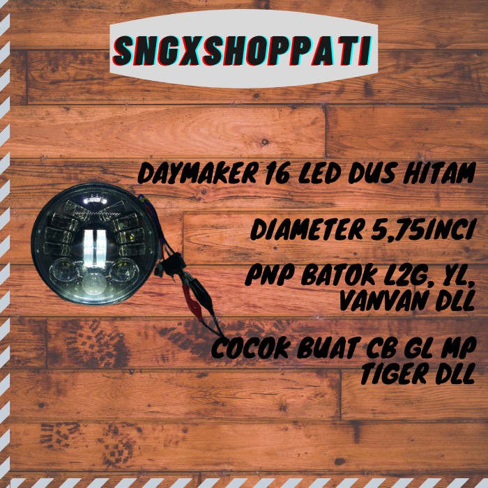 LAMPU DAYMAKER 16 LED 5,75INCI DUS HITAM MURAH