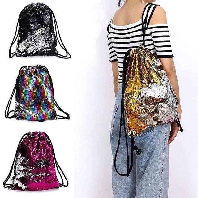 32005 REVERSE SEQUIN STRING BAG / TAS SERUT SEQUIN / TAS SERUT BLING BLINK IMPORT KOREA MURAH