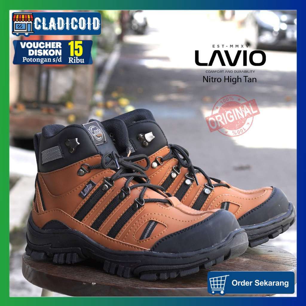 SEPATU SAFETY BOOTS PRIA UJUNG BESI KERJA LAPANGAN PROYEK OUTDOOR TOURING  SEFTI LAVIO NITRO TINGGI