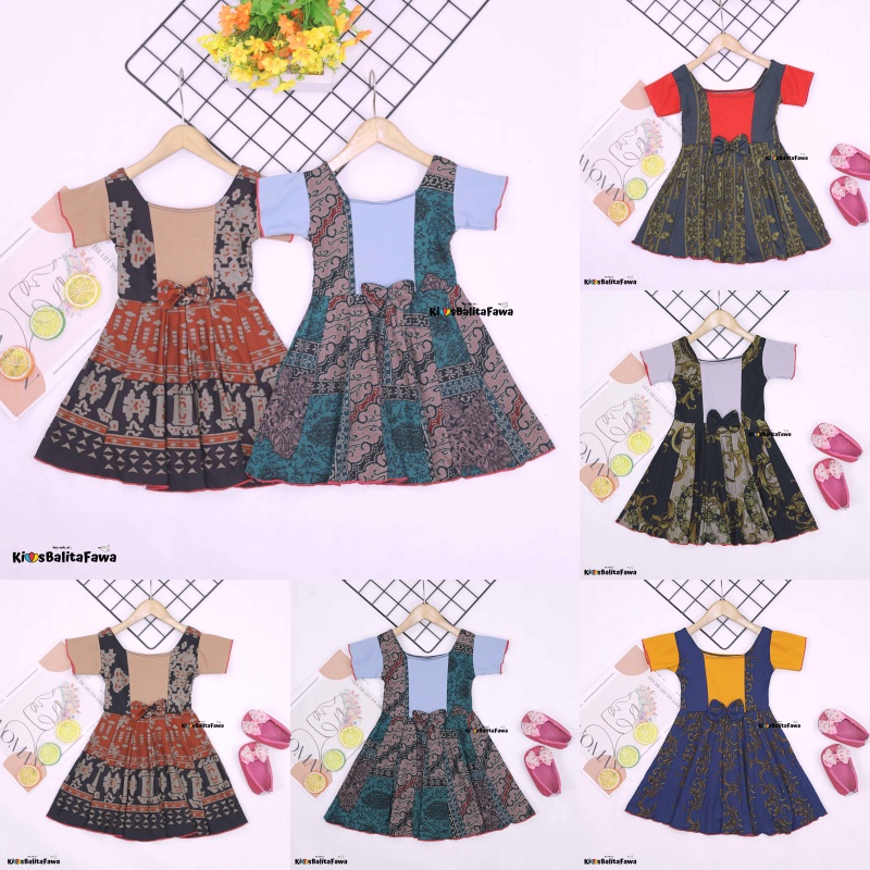 [BATIK] Dress Nadine uk 1-5 Tahun / Dres Pesta Anak Perempuan Murah Harian Pakaian Baju Cewek Imp