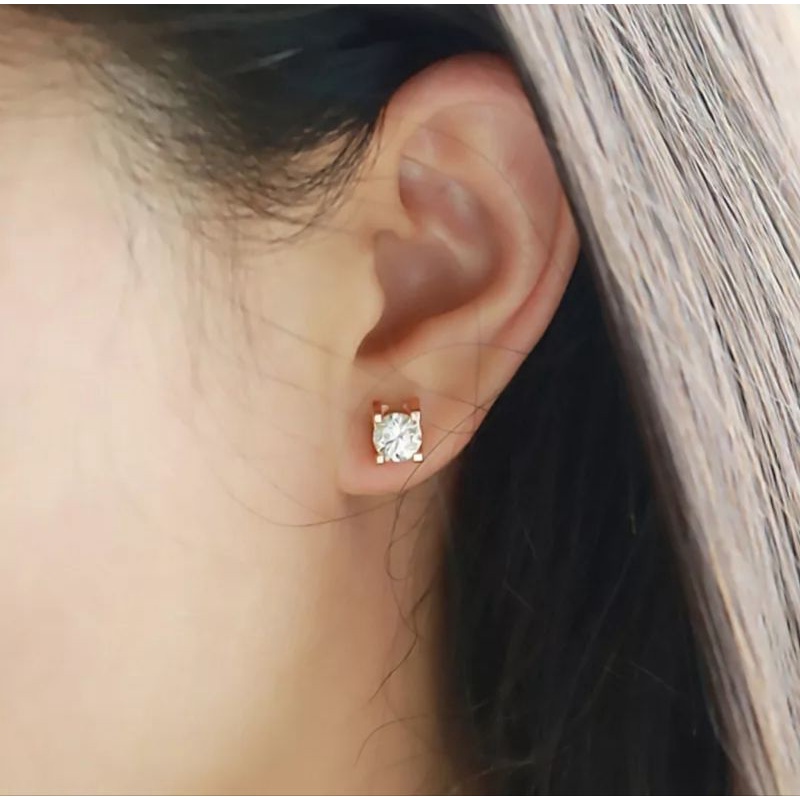 Anting Titanium THE ONE CRYSTAL Warna Rose Gold, Gold dan Silver