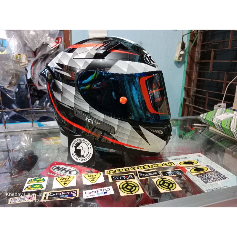 HELM KYT K2R DIAMOND WHITE PAKET GANTENG SPOILER DAN KACA IRIDIUM