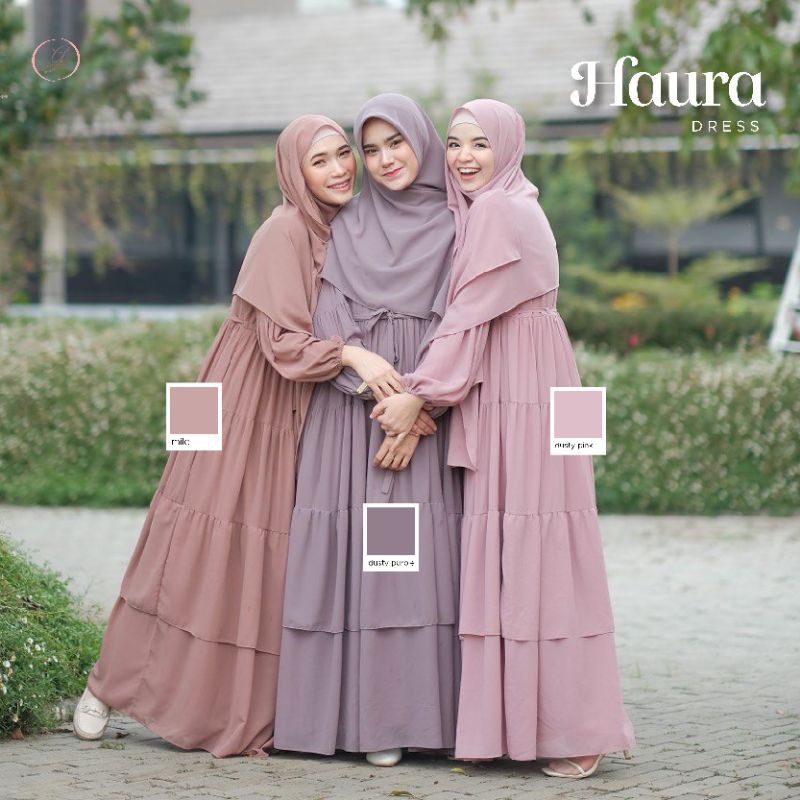 SATU SET Haura dress Ceruti import by gerai.aliyah